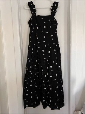 ASOS Black Midi Dress with White Floral Print